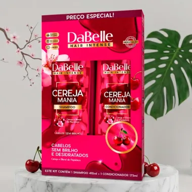 Kit DaBelle Hair Intense Cereja Mania Cabelos Sem Brilho e Desidratados Shampoo 410ml e Condicionador 175ml