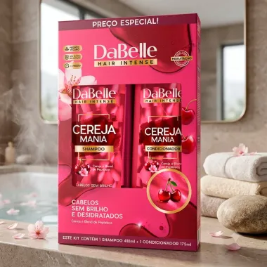 Kit DaBelle Hair Intense Cereja Mania Cabelos Sem Brilho e Desidratados Shampoo 410ml e Condicionador 175ml