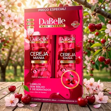 Kit DaBelle Hair Intense Cereja Mania Cabelos Sem Brilho e Desidratados Shampoo 410ml e Condicionador 175ml