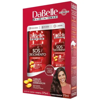 Kit DaBelle Hair Intense SOS Crescimento Cabelos Fracos e Quebradi&ccedil;os Shampoo 375ml e Condicionador 175ml