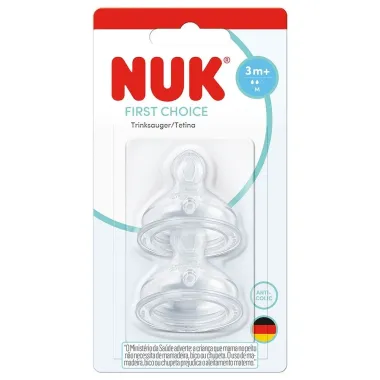 Bico de Mamadeira Nuk First Choice Fluxo M&eacute;dio +3 Meses 2 Unidades