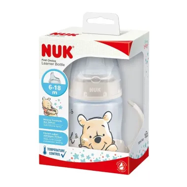 Copo de Treinamento Nuk First Choice Learner Bottle Controle de Temperatura de 6 a 18 Meses Pooh 150ml