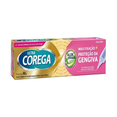 Creme Fixador de Dentadura Corega Ultra Max Fixa&ccedil;&atilde;o Prote&ccedil;&atilde;o da Gengiva com Aloe Vera 40g