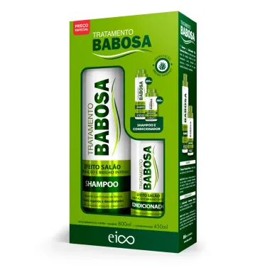 Kit Eico Tratamento Babosa Efeito Sal&atilde;o Hidrata&ccedil;&atilde;o e Brilho Intenso Shampoo 800ml e Condicionador 750ml