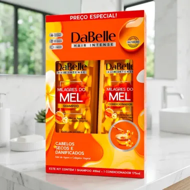 Kit DaBelle Hair Intense Milagres do Mel Shampoo Cabelos Secos e Danificados 410ml e Condicionador 175ml