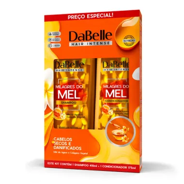 Kit DaBelle Hair Intense Milagres do Mel Shampoo Cabelos Secos e Danificados 410ml e Condicionador 175ml