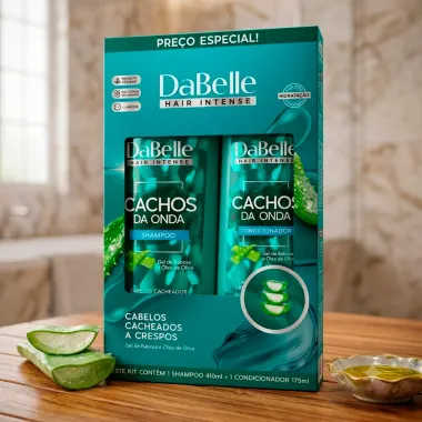 Kit Dabelle Hair Intense Cachos da Onda Cabelos Cacheados e Crespos Shampoo 410ml e Condicionador 175ml