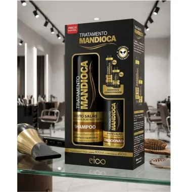 Kit Shampoo + Condicionador Eico Efeito Sal&atilde;o Tratamento Mandioca 800ml + 450ml Pre&ccedil;o Especial