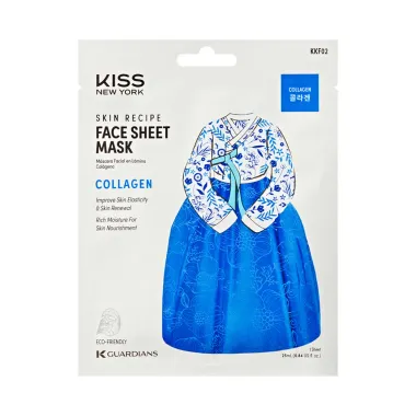M&aacute;scara Facial de Algod&atilde;o Kiss New York Skin Recipe Collagen Sach&ecirc; 25ml