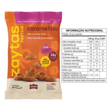 Biscoito Doce Zaytas Protein 12g de Prote&iacute;nas Sabor Caramelitas 35g