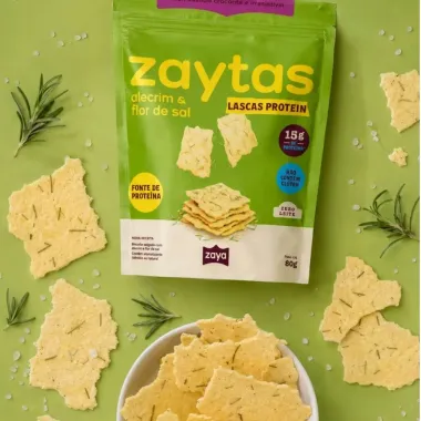 Biscoito Salgado Zaytas Lascas Protein Sabor Alecrim e Flor de Sal 80g