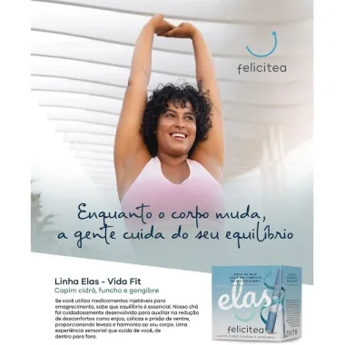 Ch&aacute; Felicitea Elas Vida Fit Capim-Cidro, Funcho e Gengibre com 45g