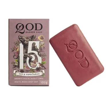Sabonete em Barra Vegetal QOD Barber Shop 15 Oud e Especiarias Barba e Corpo 100g