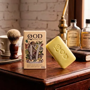 Sabonete em Barra Vegetal QOD Barber Shop 17 Lim&atilde;o Siciliano e Verbena Barba e Corpo 100g