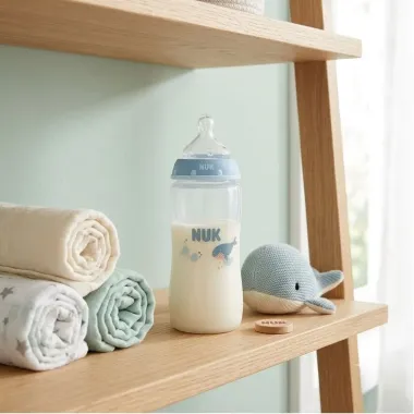 Mamadeira Nuk First Choice Bico de Silicone Fluxo M&eacute;dio 3+ Meses Estampa Baleia 300ml