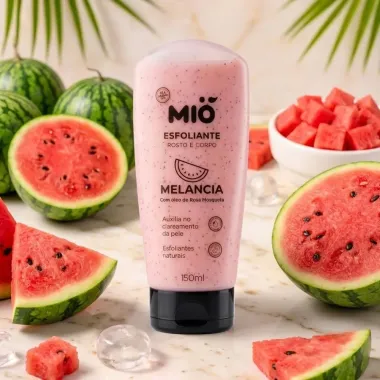 Esfoliante Rosto e Corpo Mi&oacute; Melancia com &Oacute;leo de Rosa Mosqueta 150g