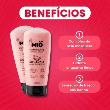 Esfoliante Rosto e Corpo Mi&oacute; Melancia com &Oacute;leo de Rosa Mosqueta 150g