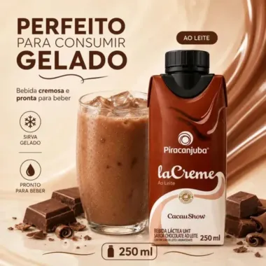 Bebida L&aacute;ctea Piracanjuba Cacau Show La Creme Gold Sabor Chocolate ao Leite 250ml