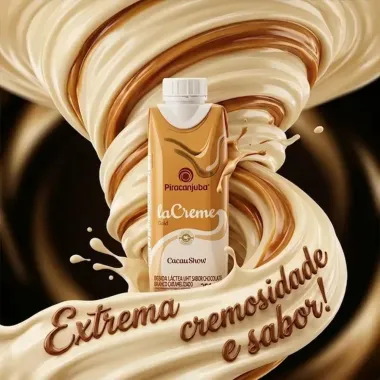 Bebida L&aacute;ctea Piracanjuba Cacau Show La Creme Gold Sabor Chocolate Branco Caramelizado 250ml