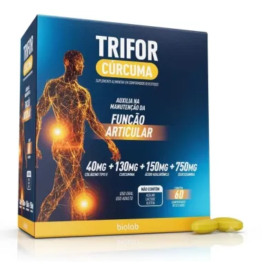 Trifor C&uacute;rcuma Biolab N&atilde;o Cont&eacute;m A&ccedil;&uacute;car, Lactose e Gl&uacute;ten com 60 Comprimidos
