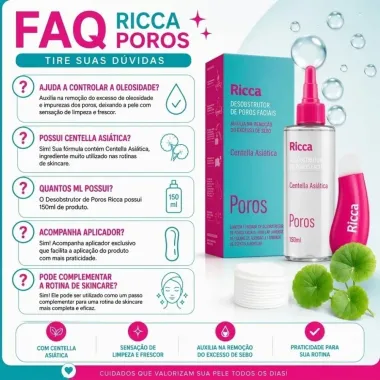 Desobstrutor de Poros Faciais Ricca Centella Asi&aacute;tica 150ml