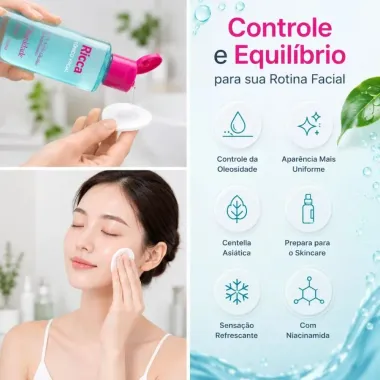 T&ocirc;nico Facial Ricca Oleosidade 0,5% &Aacute;cido Glic&oacute;lico e 1% Niacinamida 150ml