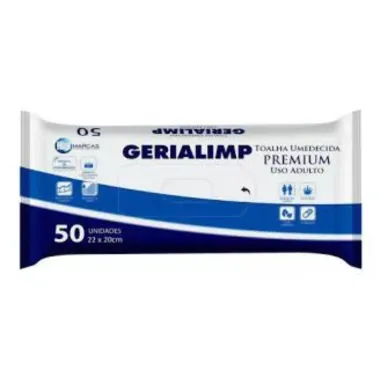 Toalha Umedecida Geriátrica Gerialimp Premium Leve 4 Pague 3 com 50 Unidades cada