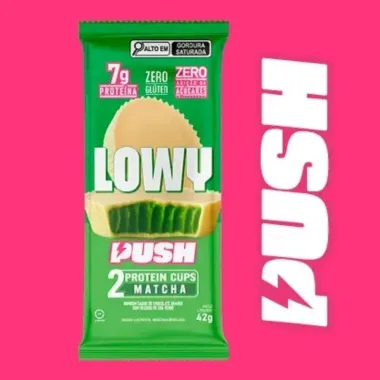 Bombom Lowy Push 2 Protein Cups 7g de Prote&iacute;na Matcha Zero 42g