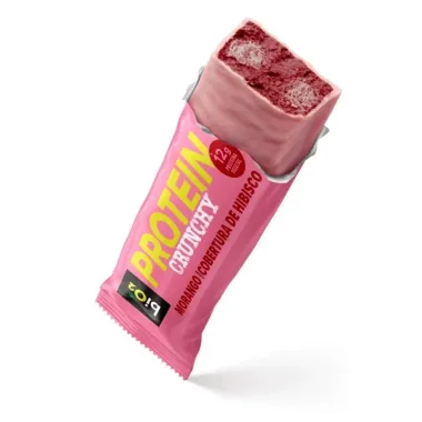 Barra de Prote&iacute;na Bio2 Crunchy Protein 12g de Prote&iacute;na Morango com Cobertura de Hibisco Vegana 50g