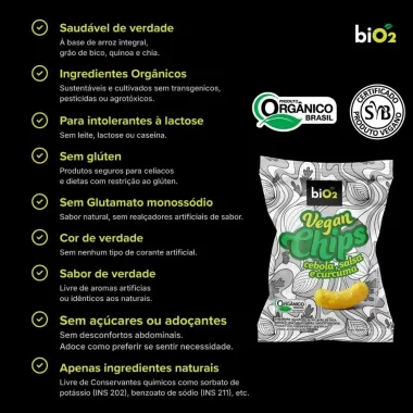 Chips Vegan Bio2 Cebola, Salsa e C&uacute;rcuma 40g
