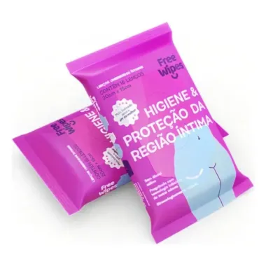 Len&ccedil;o Umedecido &Iacute;ntimo Free Wipes Higiene e Prote&ccedil;&atilde;o da Regi&atilde;o &iacute;ntima sem &Aacute;lcool com 16 Unidades