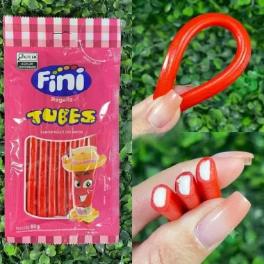 Balas Fini Regaliz Tubes Sabor Ma&ccedil;a do Amor 80g