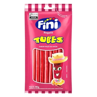 Balas Fini Regaliz Tubes Sabor Ma&ccedil;a do Amor 80g