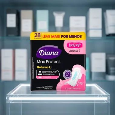 Absorvente Diana Max Protect Noturno Cobertura Suave com Abas 28 Unidades Leve Mais Por Menos