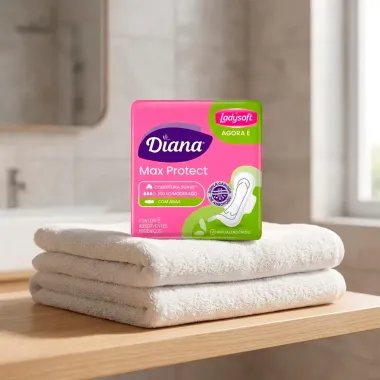 Absorvente Diana Max Protect Cobertura Suave com Abas 8 Unidades