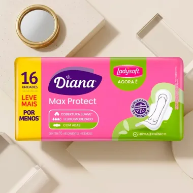 Absorvente Diana Max Protect Suave com Abas 16 Unidades Leve Mais Por Menos