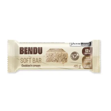 Barra de Prote&iacute;na Bendu Soft Bar Sabor Cookies'n Cream com 12g de Prote&iacute;na 45g