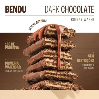 Barra Protein Crispy Wafer Bendu 10g de Prote&iacute;na Dark Chocolate Zero 40g