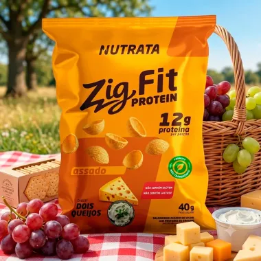 Salgadinho Nutrata Zig Fit Protein Assado Sabor Queijos com 12g de Prote&iacute;na 40g