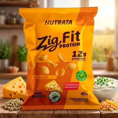 Salgadinho Nutrata Zig Fit Protein Assado Sabor Queijos com 12g de Prote&iacute;na 40g