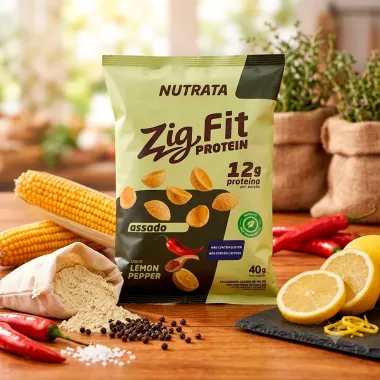 Salgadinho Nutrata Zig Fit Protein Assado Sabor Lemon Pepper com 12g de Prote&iacute;na 40g