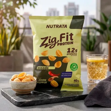Salgadinho Nutrata Zig Fit Protein Assado Sabor Lemon Pepper com 12g de Prote&iacute;na 40g