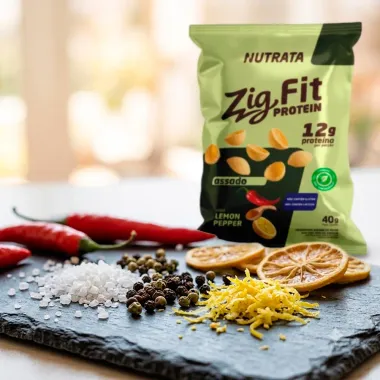 Salgadinho Nutrata Zig Fit Protein Assado Sabor Lemon Pepper com 12g de Prote&iacute;na 40g