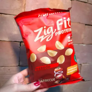 Salgadinho Assado de Milho Nutrata Zig Fit Prote&iacute;n 12g de Proteinas Sabor Barbecue 40g
