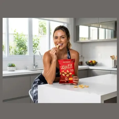 Salgadinho Assado de Milho Nutrata Zig Fit Prote&iacute;n 12g de Proteinas Sabor Barbecue 40g