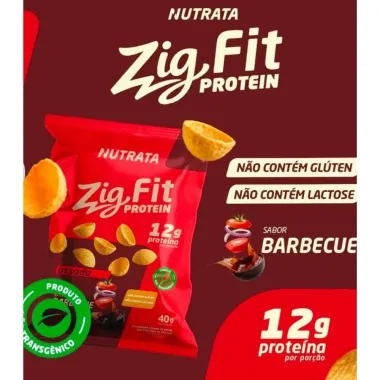Salgadinho Assado de Milho Nutrata Zig Fit Prote&iacute;n 12g de Proteinas Sabor Barbecue 40g