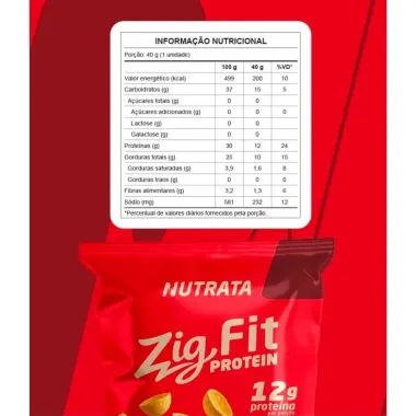 Salgadinho Assado de Milho Nutrata Zig Fit Prote&iacute;n 12g de Proteinas Sabor Barbecue 40g