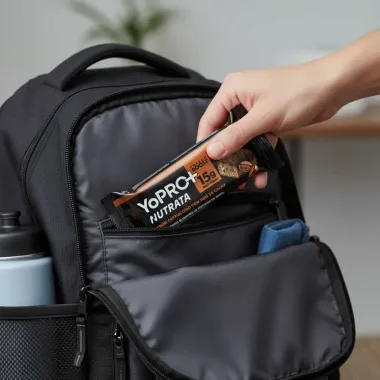 Barra de Prote&iacute;na YoPro+ Nutrata 15g de Prote&iacute;na Sabor Cappuccino com Nibs de Cacau 55g