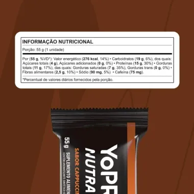 Barra de Prote&iacute;na YoPro+ Nutrata 15g de Prote&iacute;na Sabor Cappuccino com Nibs de Cacau 55g