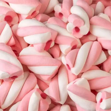 Marshmallows Fini Tor&ccedil;&atilde;o Rosa Recheadinho Sabor Baunilha com Recheio de Morango 80g